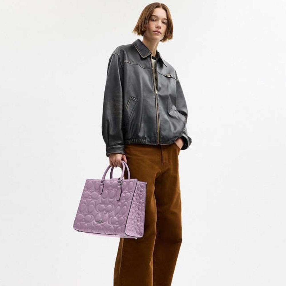 NWT Coach Maggie Large Tote Bag In Signature Leather CY672🦋 - Picture 7 of 10